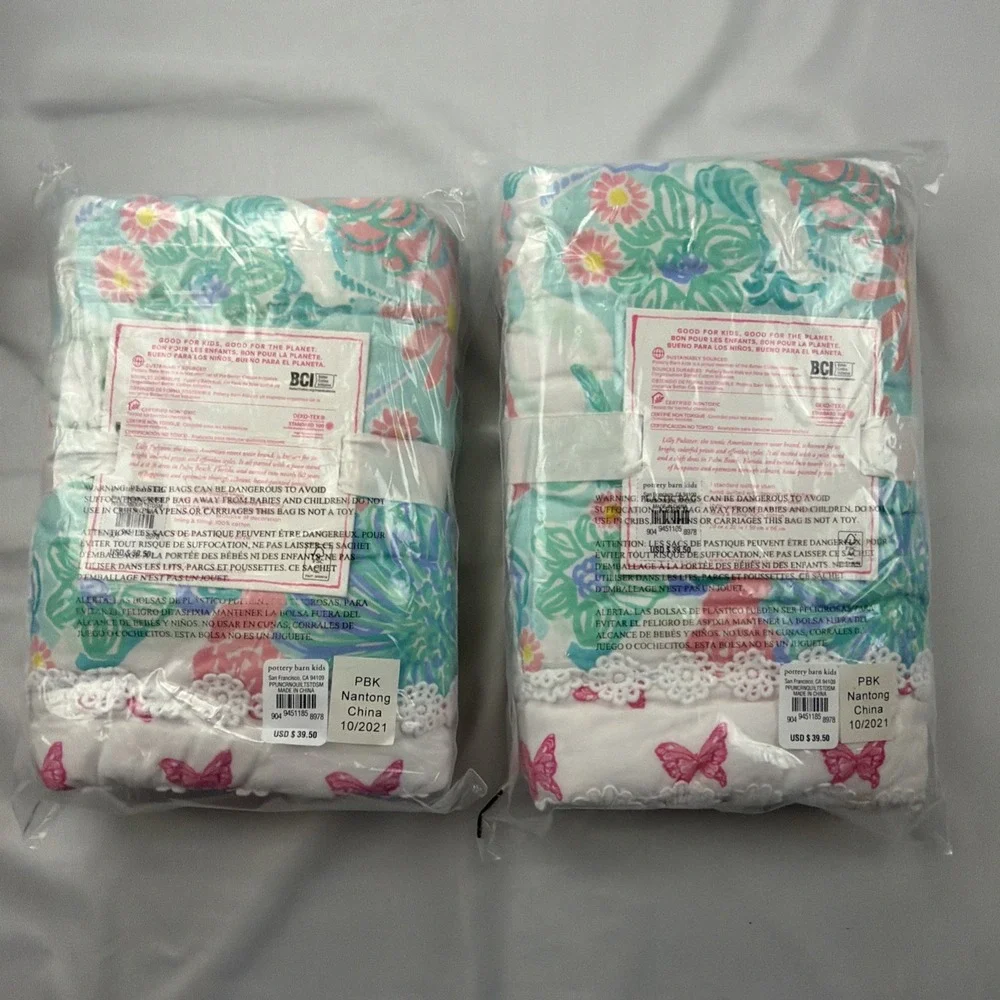 Pottery Barn Kids Lilly Pulitzer Unicorn Patchwork F/Q Quilt + 2 Shams NEW